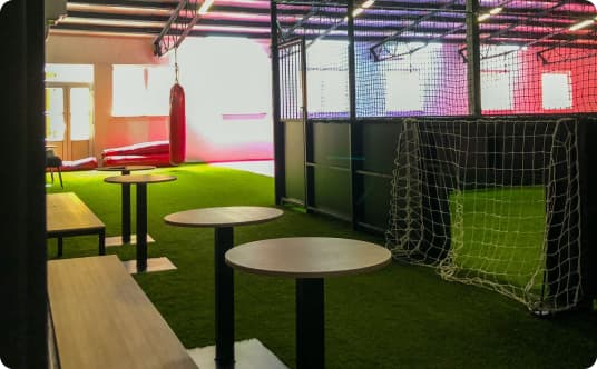 Lounge bar behind pitch